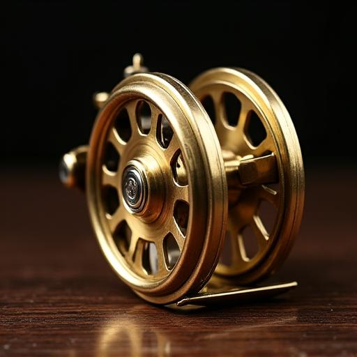 真鍮が輝くクラシックなフライリール